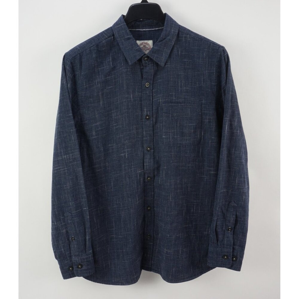 Fat Face Flannel Mens XL Long Sleeve Navy Blue Crosshatch Cotton Button Up Shirt